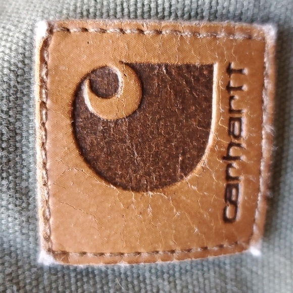 Carhartt green carpenters pants no size tag waist 19 "  inseam 33 EUC - Picture 2 of 9